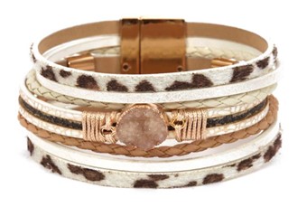 Leather Magnetic Bracelel Ivory