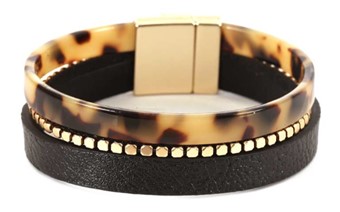 Magnetic Bracelet Animal Print Black