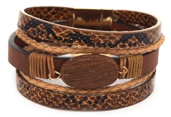 Leather Magnetic Bracelet Brown