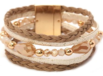 Leather Magnetic Bracelet Ivory