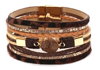 Leather Magnetic Bracelet Brown