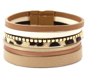 Leather Magnetic Bracelet Beige