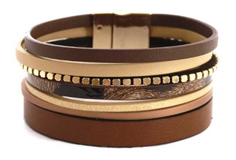 Leather Magnetic Bracelet Brown