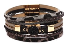 Leather Magnetic Bracelet Black