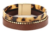 Magnetic Bracelet Animal Print Brown