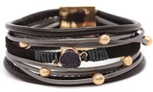 Leather Magnetic Bracelet Black