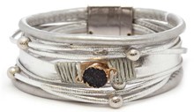 Leather Magnetic Bracelet Silver