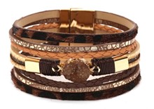 Leather Magnetic Bracelet Brown