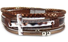 Leather Magnetic Bracelet RBR with cross