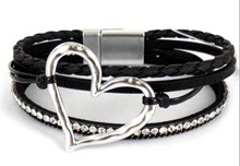 Leather Magnetic Bracelet Heart MSBK