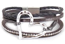 Leather Magnetic Bracelet Heart MSGY