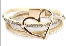 Leather Magnetic Bracelet Heart MGIV