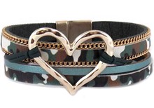 Leather Magnetic Bracelet Heart MGGR