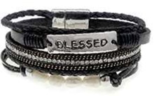 Leather Magnetic Bracelet Blessed RDBLK