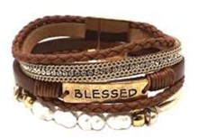 Leather Magnetic Bracelet Blessed WGBRN