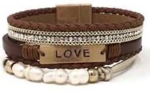 Leather Magnetic Bracelet Love WGBRN