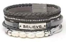 Leather Magnetic Bracelet Believe RDGRY
