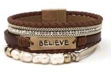 Leather Magnetic Bracelet Believe WGBRN