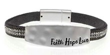 Leather Magnetic Bracelet Faith Hope love MSGRY