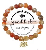 Elephant Charm Semi Precious Stone Stretch Br.