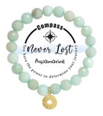 Compass Charm Semi Precious Stone Stretch Br.